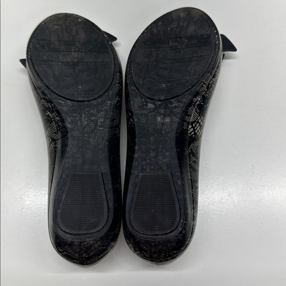 Melissa Mel Pop II Jelly Ballet Flats Shoes Slip On Lace Bow Black Womens Size 7 - Picture 8 of 10